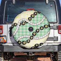 Green Palaka Hawaii Spare Tire Cover Kukui Nut Pikake Lei Hawaiian Tapa Pattern - Polynesian Pride