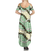 Green Palaka Hawaii Summer Maxi Dress Kukui Nut Pikake Lei Hawaiian Tapa Pattern LT14 - Polynesian Pride