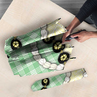 Green Palaka Hawaii Umbrella Kukui Nut Pikake Lei Hawaiian Tapa Pattern - Polynesian Pride