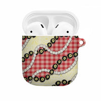 Red Palaka Hawaii AirPods Case Kukui Nut Pikake Lei Hawaiian Tapa Pattern LT14 Red - Polynesian Pride