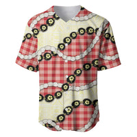 Red Palaka Hawaii Baseball Jersey Kukui Nut Pikake Lei Hawaiian Tapa Pattern LT14 Red - Polynesian Pride