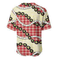 Red Palaka Hawaii Baseball Jersey Kukui Nut Pikake Lei Hawaiian Tapa Pattern LT14 - Polynesian Pride