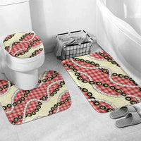 Red Palaka Hawaii Bathroom Set Kukui Nut Pikake Lei Hawaiian Tapa Pattern - Polynesian Pride