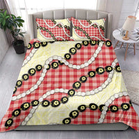 Red Palaka Hawaii Bedding Set Kukui Nut Pikake Lei Hawaiian Tapa Pattern - Polynesian Pride