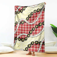 Red Palaka Hawaii Blanket Kukui Nut Pikake Lei Hawaiian Tapa Pattern - Polynesian Pride