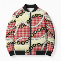 Red Palaka Hawaii Bomber Puffer Jacket Kukui Nut Pikake Lei Hawaiian Tapa Pattern LT14 Unisex Red - Polynesian Pride