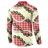 Red Palaka Hawaii Button Sweatshirt Kukui Nut Pikake Lei Hawaiian Tapa Pattern LT14 - Polynesian Pride