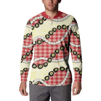 Red Palaka Hawaii Button Sweatshirt Kukui Nut Pikake Lei Hawaiian Tapa Pattern LT14 - Polynesian Pride