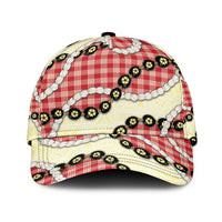 Red Palaka Hawaii Classic Cap Kukui Nut Pikake Lei Hawaiian Tapa Pattern LT14 Universal Fit Red - Polynesian Pride