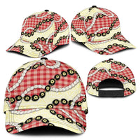 Red Palaka Hawaii Classic Cap Kukui Nut Pikake Lei Hawaiian Tapa Pattern - Polynesian Pride