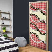 Red Palaka Hawaii Door Cover Kukui Nut Pikake Lei Hawaiian Tapa Pattern - Polynesian Pride