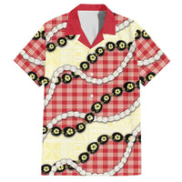 Red Palaka Hawaii Hawaiian Shirt Kukui Nut Pikake Lei Hawaiian Tapa Pattern LT14 Red - Polynesian Pride