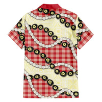 Red Palaka Hawaii Hawaiian Shirt Kukui Nut Pikake Lei Hawaiian Tapa Pattern LT14 - Polynesian Pride