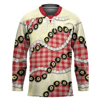 Red Palaka Hawaii Hockey Jersey Kukui Nut Pikake Lei Hawaiian Tapa Pattern LT14 Unisex Red - Polynesian Pride