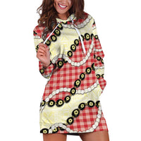 Red Palaka Hawaii Hoodie Dress Kukui Nut Pikake Lei Hawaiian Tapa Pattern LT14 Red - Polynesian Pride