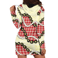 Red Palaka Hawaii Hoodie Dress Kukui Nut Pikake Lei Hawaiian Tapa Pattern LT14 - Polynesian Pride