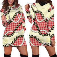 Red Palaka Hawaii Hoodie Dress Kukui Nut Pikake Lei Hawaiian Tapa Pattern LT14 - Polynesian Pride