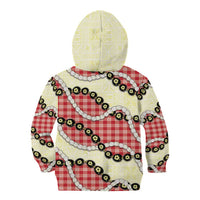Red Palaka Hawaii Kid Hoodie Kukui Nut Pikake Lei Hawaiian Tapa Pattern - Polynesian Pride