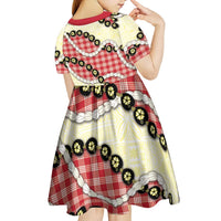 Red Palaka Hawaii Kid Short Sleeve Dress Kukui Nut Pikake Lei Hawaiian Tapa Pattern LT14 - Polynesian Pride