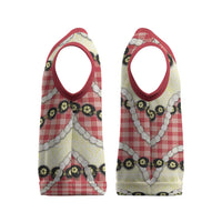 Red Palaka Hawaii Christmas Knitted V-Neck Vest Kukui Nut Pikake Lei Hawaiian Tapa Pattern LT14 - Polynesian Pride