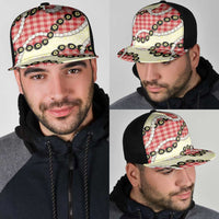 Red Palaka Hawaii Mesh Trucker Cap Kukui Nut Pikake Lei Hawaiian Tapa Pattern LT14 - Polynesian Pride