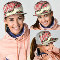 Red Palaka Hawaii Mesh Trucker Cap Kukui Nut Pikake Lei Hawaiian Tapa Pattern LT14 - Polynesian Pride