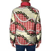 Red Palaka Hawaii Padded Jacket Kukui Nut Pikake Lei Hawaiian Tapa Pattern LT14 - Polynesian Pride