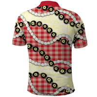 Red Palaka Hawaii Polo Shirt Kukui Nut Pikake Lei Hawaiian Tapa Pattern LT14 - Polynesian Pride
