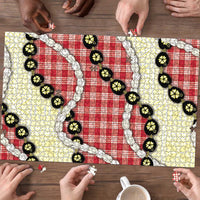 Red Palaka Hawaii Puzzle Kukui Nut Pikake Lei Hawaiian Tapa Pattern LT14 - Polynesian Pride
