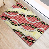 Red Palaka Hawaii Rubber Doormat Kukui Nut Pikake Lei Hawaiian Tapa Pattern LT14 - Polynesian Pride