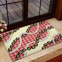 Red Palaka Hawaii Rubber Doormat Kukui Nut Pikake Lei Hawaiian Tapa Pattern LT14 - Polynesian Pride