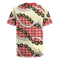 Red Palaka Hawaii Rugby Jersey Kukui Nut Pikake Lei Hawaiian Tapa Pattern LT14 - Polynesian Pride