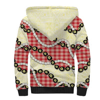 Red Palaka Hawaii Sherpa Hoodie Kukui Nut Pikake Lei Hawaiian Tapa Pattern - Polynesian Pride