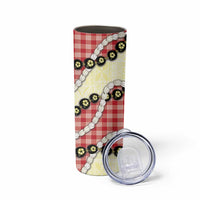 Red Palaka Hawaii Skinny Tumbler Kukui Nut Pikake Lei Hawaiian Tapa Pattern - Polynesian Pride