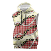 Red Palaka Hawaii Sleeveless Hoodie Kukui Nut Pikake Lei Hawaiian Tapa Pattern LT14 Red - Polynesian Pride