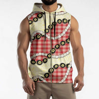 Red Palaka Hawaii Sleeveless Zip Hoodie Kukui Nut Pikake Lei Hawaiian Tapa Pattern LT14 - Polynesian Pride