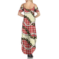 Red Palaka Hawaii Summer Maxi Dress Kukui Nut Pikake Lei Hawaiian Tapa Pattern LT14 - Polynesian Pride
