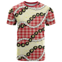 Red Palaka Hawaii T Shirt Kukui Nut Pikake Lei Hawaiian Tapa Pattern - Polynesian Pride