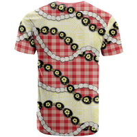 Red Palaka Hawaii T Shirt Kukui Nut Pikake Lei Hawaiian Tapa Pattern - Polynesian Pride