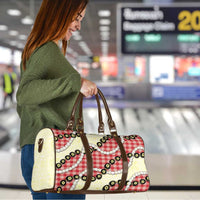 Red Palaka Hawaii Travel Bag Kukui Nut Pikake Lei Hawaiian Tapa Pattern - Polynesian Pride