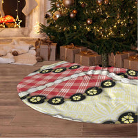 Red Palaka Hawaii Tree Skirt Kukui Nut Pikake Lei Hawaiian Tapa Pattern LT14 - Polynesian Pride