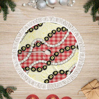 Red Palaka Hawaii Tree Skirt Kukui Nut Pikake Lei Hawaiian Tapa Pattern LT14 Fringed Red - Polynesian Pride