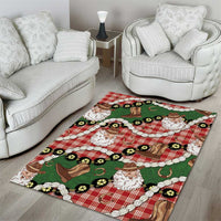 Cowboy Hawaii Mele Kalikimaka Area Rug Paniolo Kukui Nut Pikake Lei Red Version - Polynesian Pride