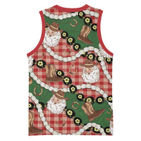 Cowboy Hawaii Mele Kalikimaka Basketball Jersey Paniolo Kukui Nut Pikake Lei Red Version LT14 - Polynesian Pride