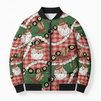Cowboy Hawaii Mele Kalikimaka Bomber Puffer Jacket Paniolo Kukui Nut Pikake Lei Red Version LT14 Unisex Red - Polynesian Pride