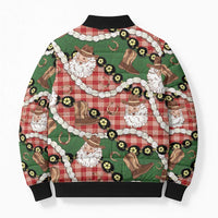 Cowboy Hawaii Mele Kalikimaka Bomber Puffer Jacket Paniolo Kukui Nut Pikake Lei Red Version LT14 - Polynesian Pride