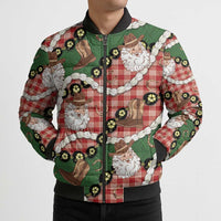 Cowboy Hawaii Mele Kalikimaka Bomber Puffer Jacket Paniolo Kukui Nut Pikake Lei Red Version LT14 - Polynesian Pride