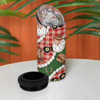Cowboy Hawaii Mele Kalikimaka 4 in 1 Can Cooler Tumbler Paniolo Kukui Nut Pikake Lei Red Version - Polynesian Pride