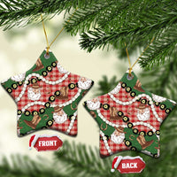 Cowboy Hawaii Mele Kalikimaka Ceramic Ornament Paniolo Kukui Nut Pikake Lei Red Version - Polynesian Pride