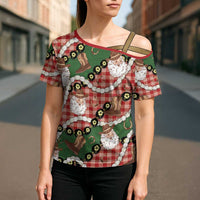 Cowboy Hawaii Mele Kalikimaka Cross Shoulder Shirt Paniolo Kukui Nut Pikake Lei Red Version LT14 - Polynesian Pride